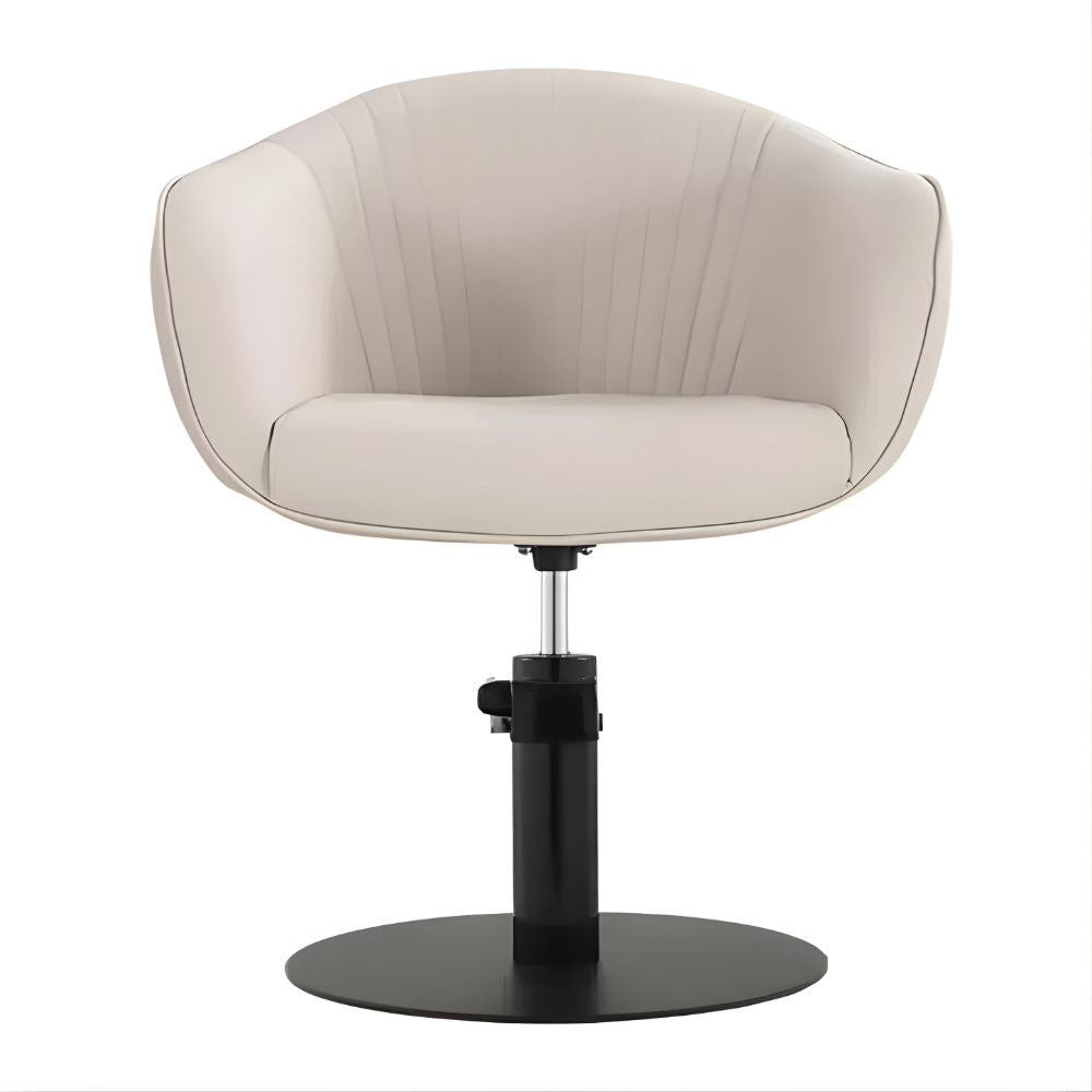 DSSE Aria Salon Chair Latte Round Flat Satin Black Base Front View