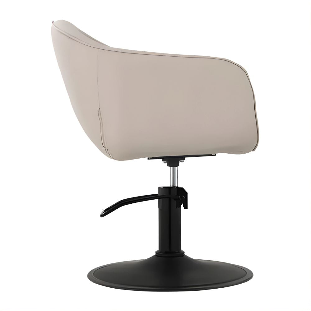 DSSE Aria Salon Chair Latte Round Matte Black Base Side View