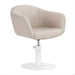 DSSE Aria Salon Chair Latte Round White Base Front Side View