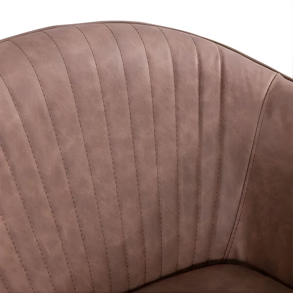 DSSE Aria Salon Chair Mocha Elegant Curved Backrest Vertical Channel Stitching