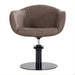DSSE Aria Salon Chair Mocha Round Black Gloss Base Front View
