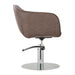 DSSE Aria Salon Chair Mocha Round Chrome Base Side View