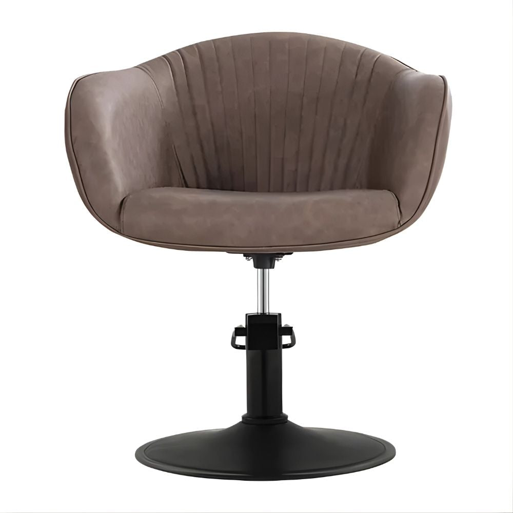 DSSE Aria Salon Chair Mocha Round Matte Black Base Front View