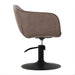 DSSE Aria Salon Chair Mocha Round Matte Black Base Side View