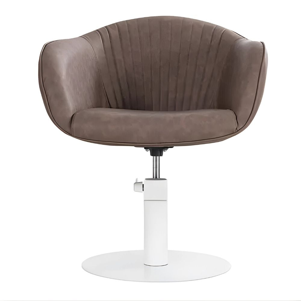 DSSE Aria Salon Chair Mocha Round White Base Front View