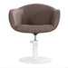 DSSE Aria Salon Chair Mocha Round White Base Front View