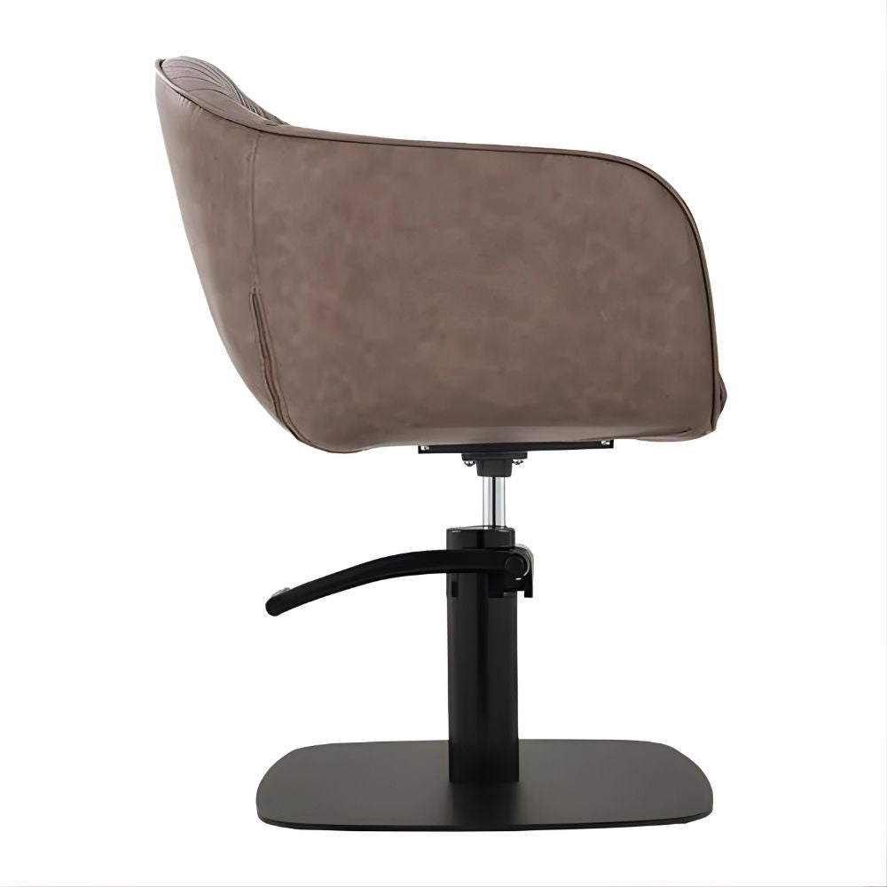 DSSE Aria Salon Chair Mocha Square Matte Black Base Side View