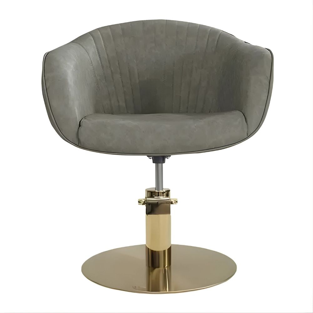 DSSE Aria Salon Chair Olive Mist Round Aluminium Brushed Gold Base Front View