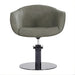 DSSE Aria Salon Chair Olive Mist Round Black Gloss Base Front View