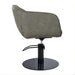 DSSE Aria Salon Chair Olive Mist Round Black Gloss Base Side View