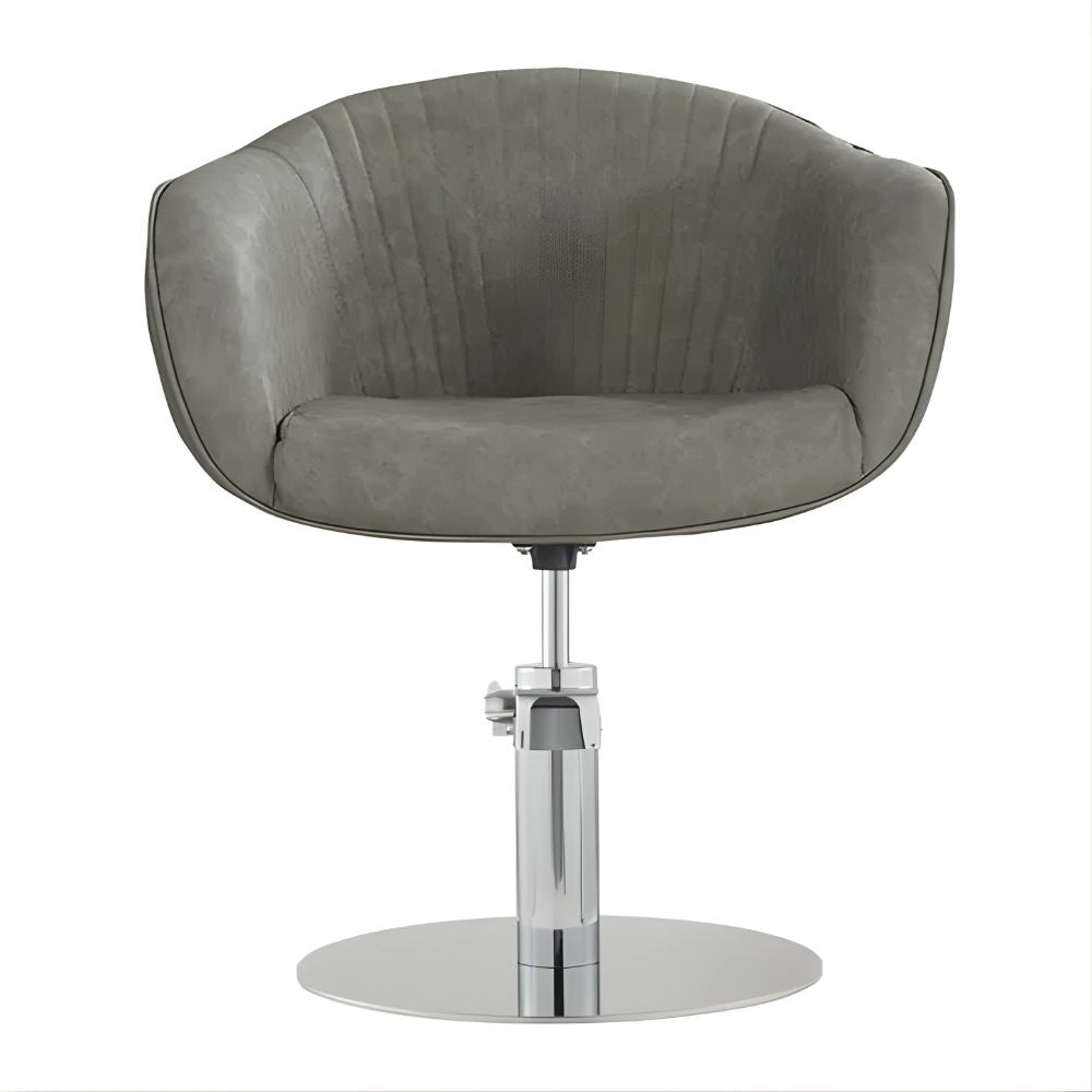 DSSE Aria Salon Chair Olive Mist Round Chrome Base Front View