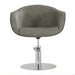 DSSE Aria Salon Chair Olive Mist Round Chrome Base Front View