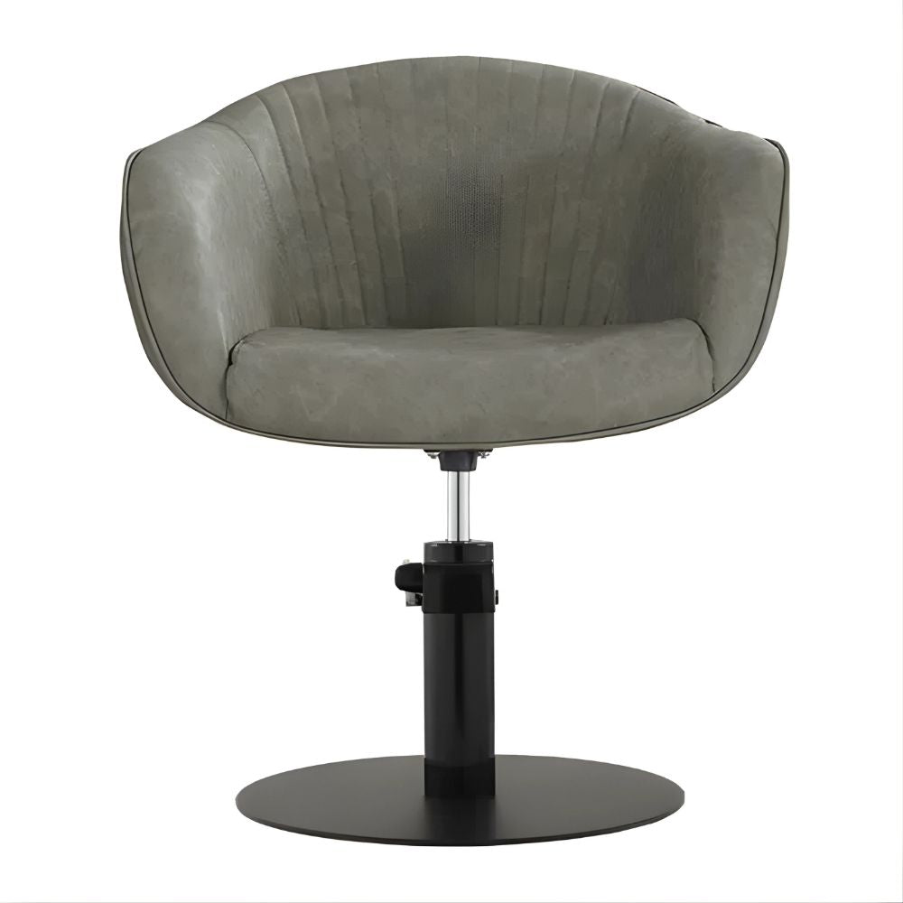 DSSE Aria Salon Chair Olive Mist Round Flat Satin Black Base Front View