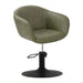 DSSE Aria Salon Chair Olive Mist Round Matte Black Base Front Side View