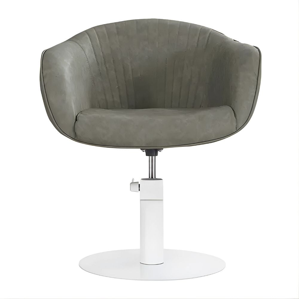 DSSE Aria Salon Chair Olive Mist Round White Base Front View