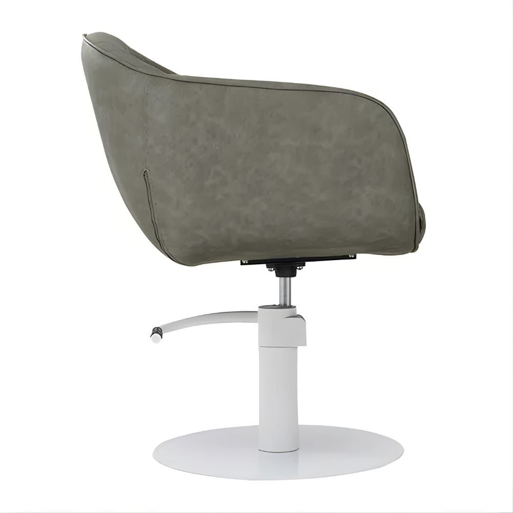 DSSE Aria Salon Chair Olive Mist Round White Base Side View