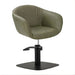 DSSE Aria Salon Chair Olive Mist Square Matte Black Base Front Side View