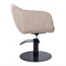 DSSE Aria Salon Chair Taupe Round Black Gloss Base Side View