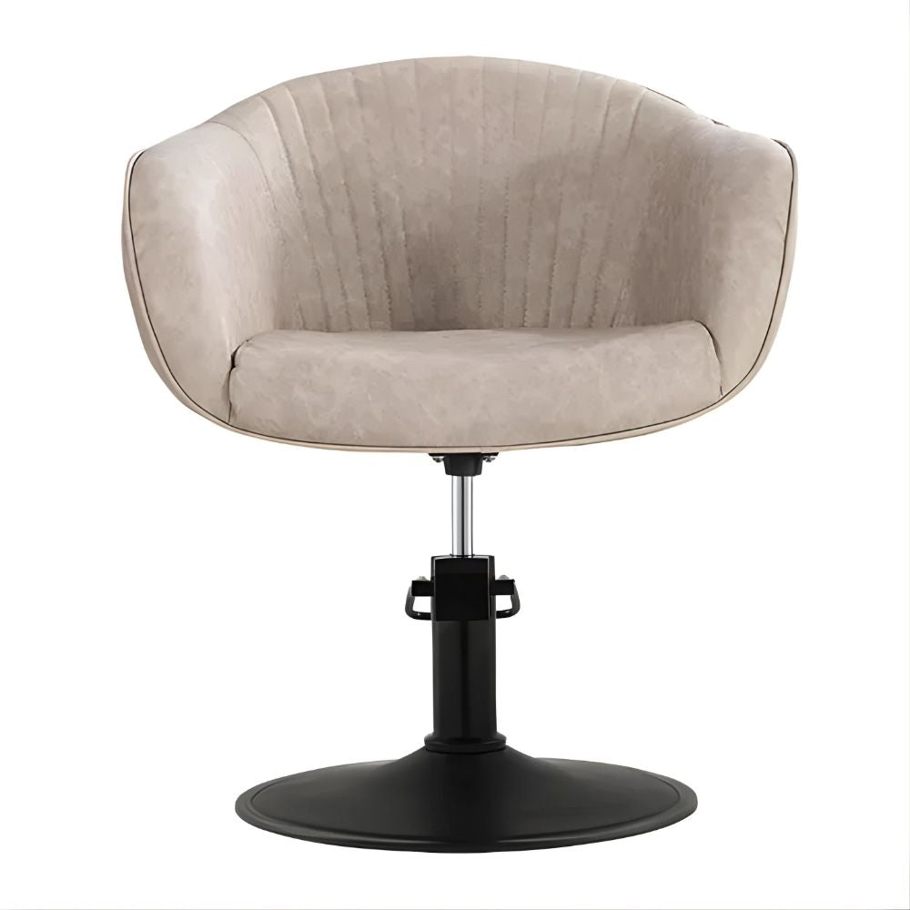 DSSE Aria Salon Chair Taupe Round Matte Black Base Front View
