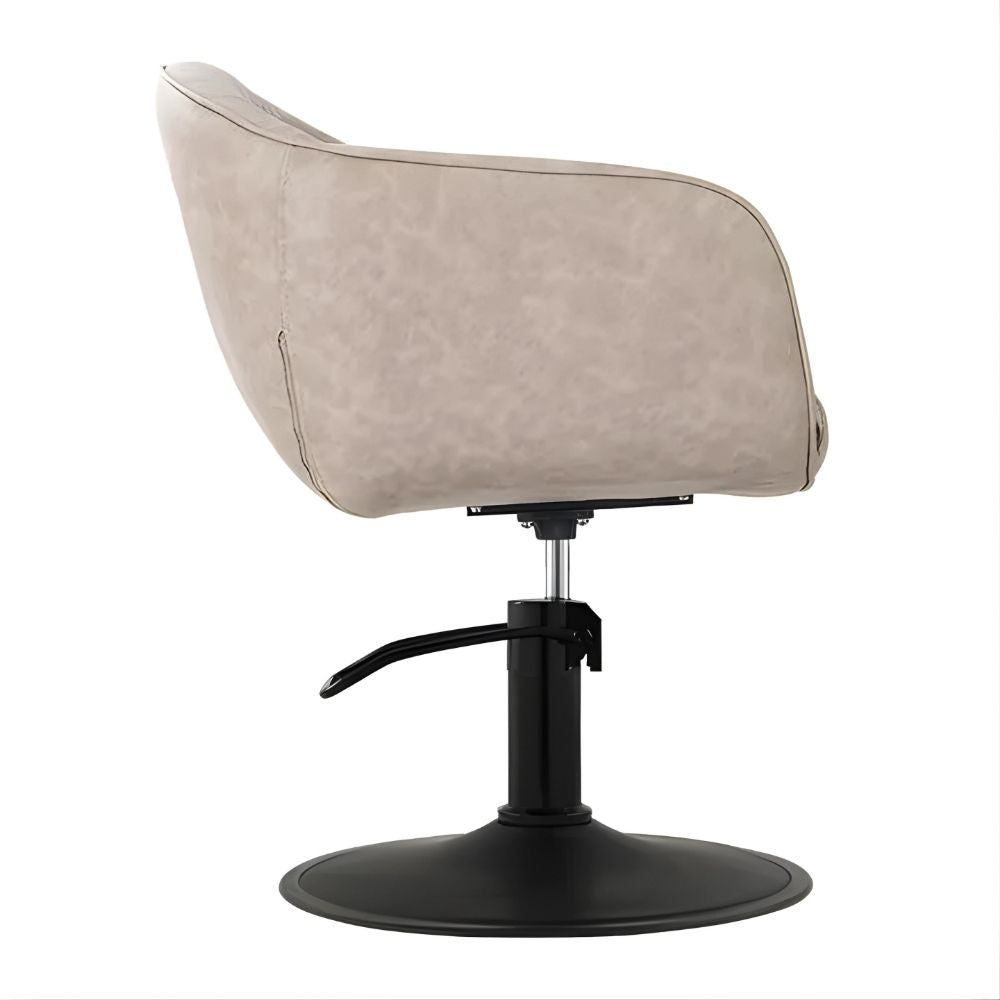 DSSE Aria Salon Chair Taupe Round Matte Black Base Side View