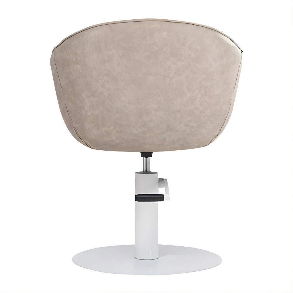 DSSE Aria Salon Chair Taupe Round White Base Front Rear View