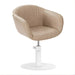 DSSE Aria Salon Chair Taupe Round White Base Front Side View