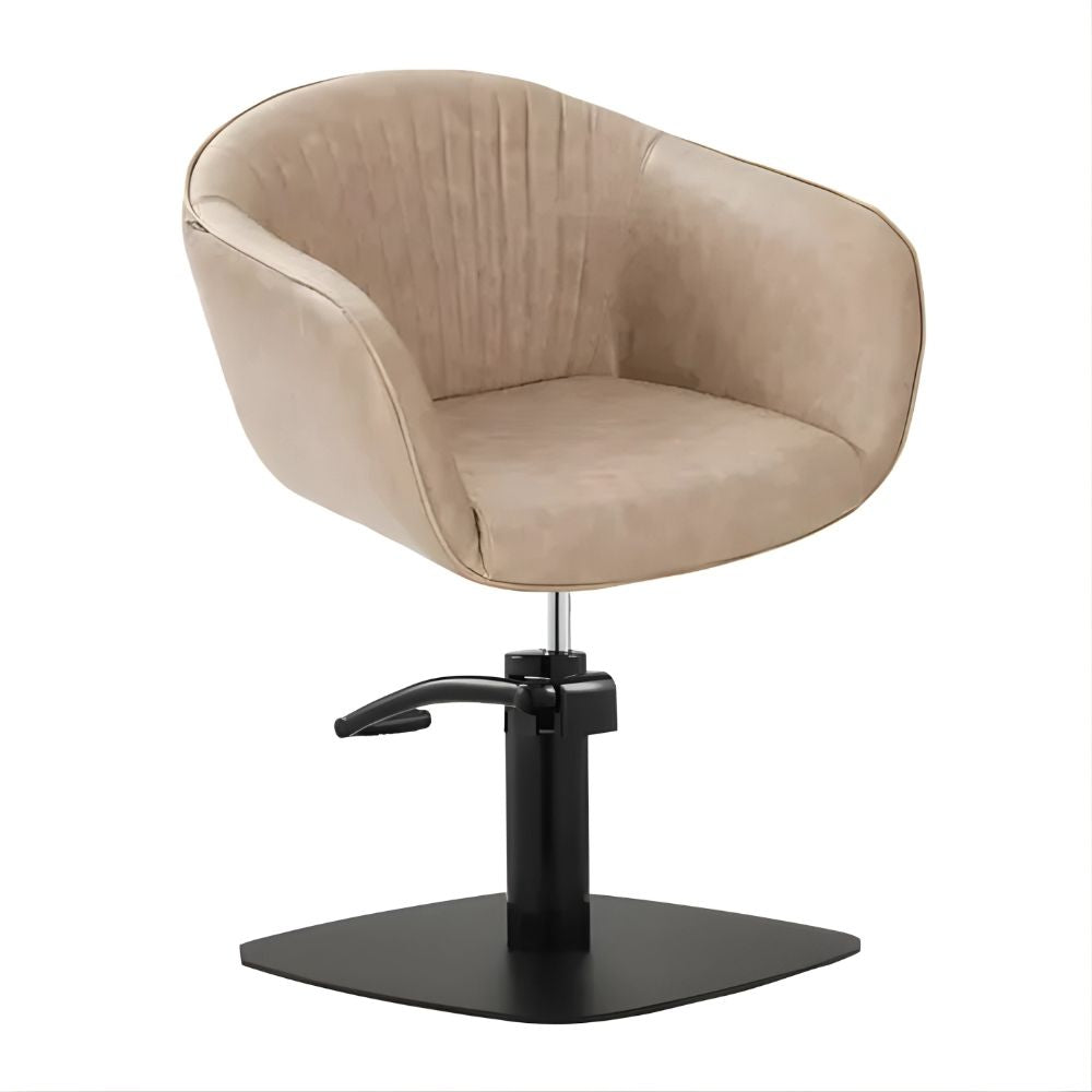 DSSE Aria Salon Chair Taupe Square Matte Black Base Front Side View