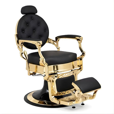 DSSE Aurelius Barber Chair Black Gold Front Side View
