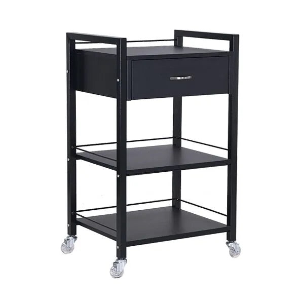 DSSE Bella 1 Draw Beauty Trolley Black Front Side View