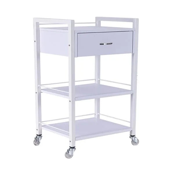 DSSE Bella 1 Draw Beauty Trolley White Front Side View