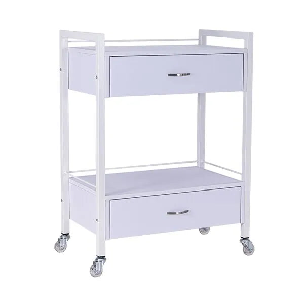 DSSE Bella 2 Draw Beauty Trolley White Front Side View