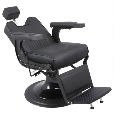 DSSE Bellagio Barber Chair Black Reclined Front Side View