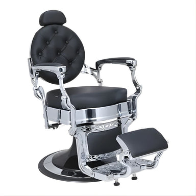DSSE Chronos Barber Chair Black Chrome Front Side View
