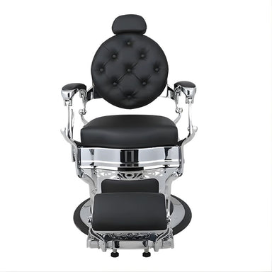 DSSE Chronos Barber Chair Black Chrome Front View