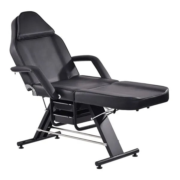 DSSE Cosmos 700 Beauty Bed Black Foot Rest Extended Front Side View