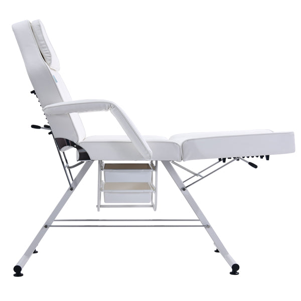 DSSE Cosmos 700 Beauty Bed White Foot Rest Extended Side View