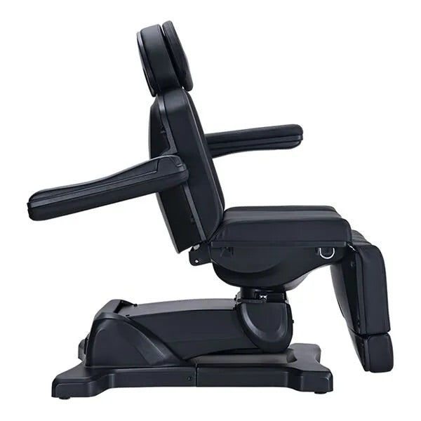 DSSE Decima Rotatable Treatment Bed Black Arm Rest Rotated Side View