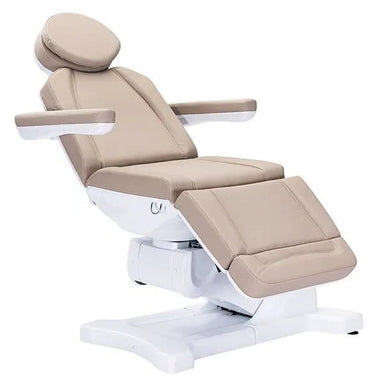DSSE Decima Rotatable Treatment Bed Latte Reclined Front Side View