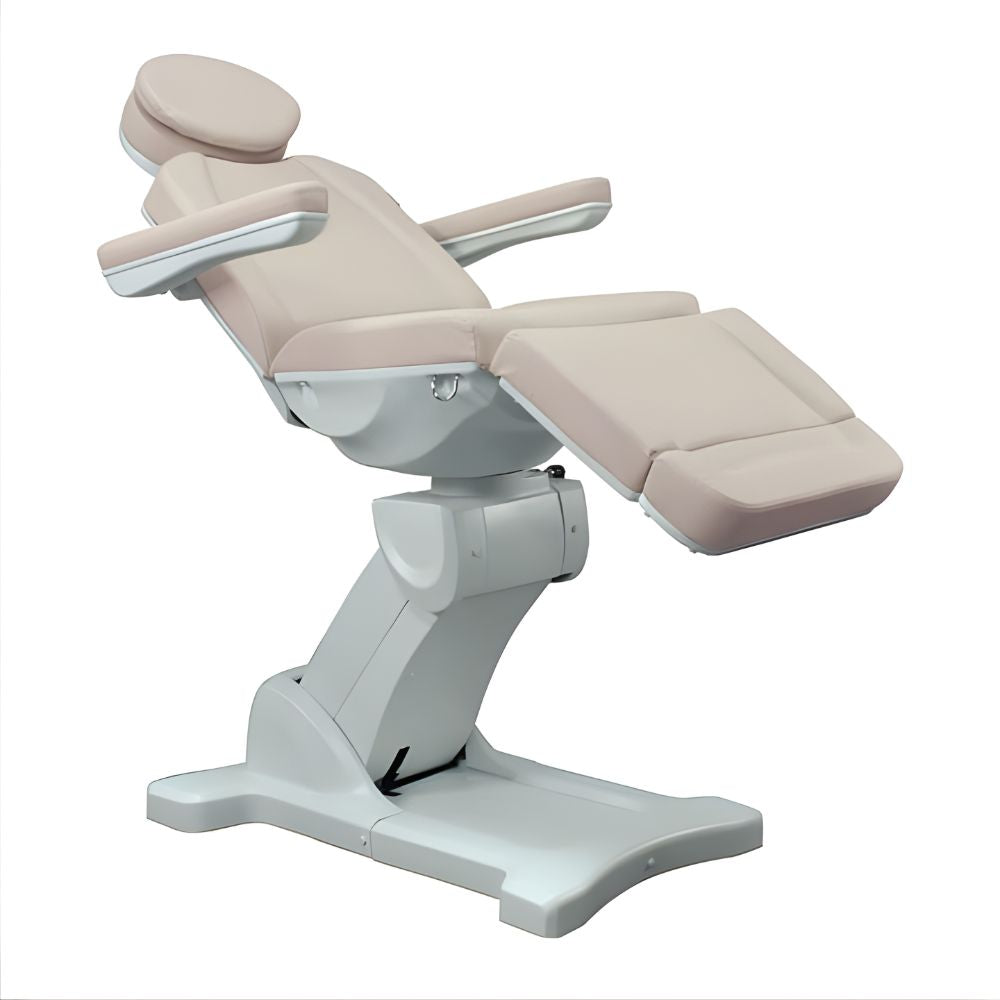 DSSE Decima Treatment Bed Latte Raised Reclined Front Side View