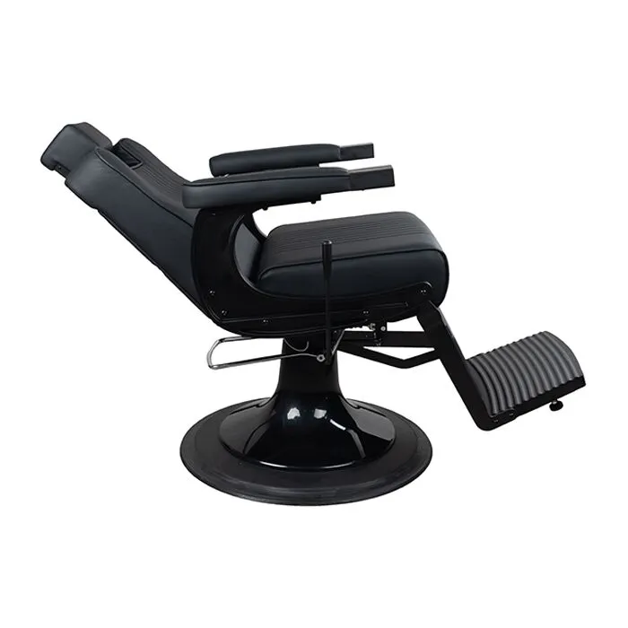 DSSE Duke Barber Chair Black Reclined Side View