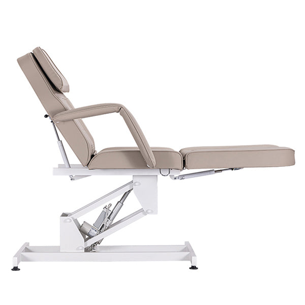 DSSE Electric 1 Motor Beauty Bed Latte Foot Rest Extended Side View