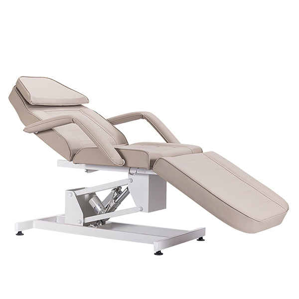 DSSE Electric 1 Motor Beauty Bed Latte Reclined Front Side View