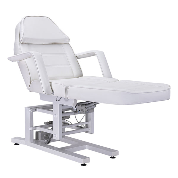 DSSE Electric 3 Motor Beauty Bed White Foot Rest Extended Front Side View