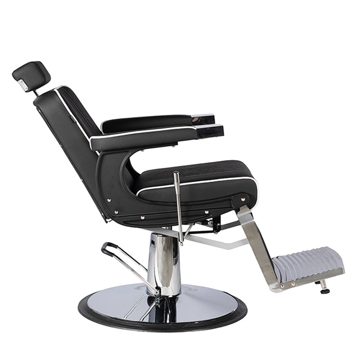 DSSE Gagliano Barber Chair Black Reclined Side View