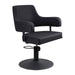 DSSE Lucy Salon Styling Chair Black Matt Black Round Base Front Side View