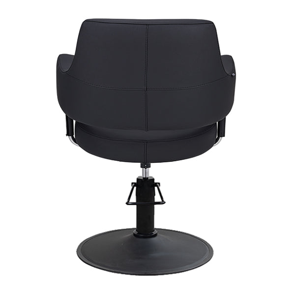 DSSE Lucy Salon Styling Chair Black Matt Black Round Base Rear View