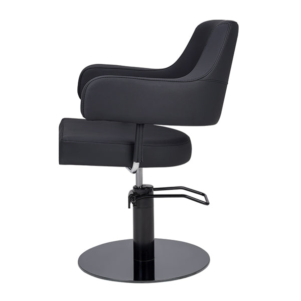 DSSE Lucy Salon Styling Chair Black Round Base Side View