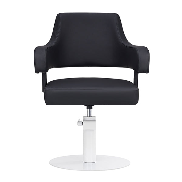 DSSE Lucy Salon Styling Chair Black White Round Base Front View