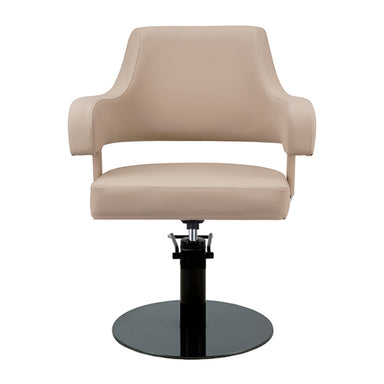 DSSE Lucy Salon Styling Chair Latte Black Round Base Front View