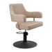 DSSE Lucy Salon Styling Chair Latte Matt Black Round Base Front Side View